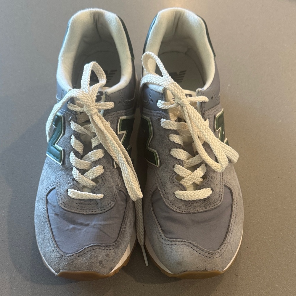 New Balance 574 green & gray with gum sole Sneakers
